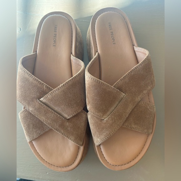 Free People Cognac Suede Platform Sandals - Picture 6 of 6